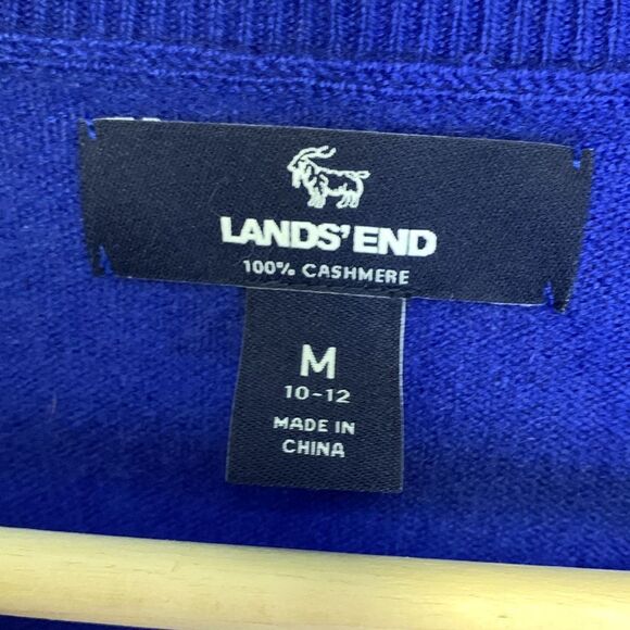 Lands’ End Royal Blue 100% Cashmere Crewneck Long Sleeve Sweater Size M - Picture 5 of 10